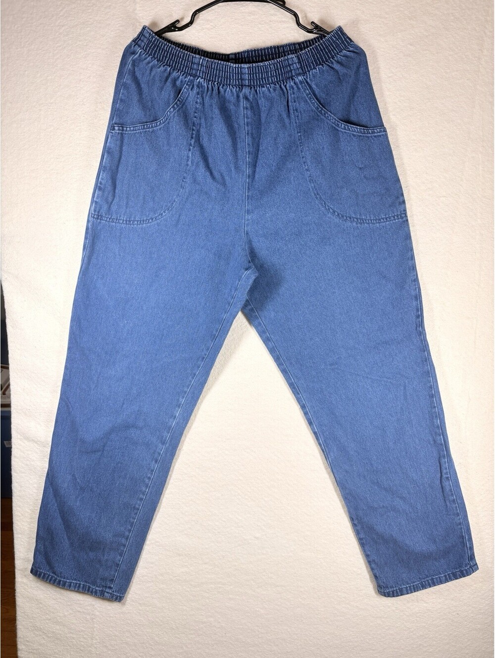 Jeans 1X Blue SH Jean Co Elastic Waist Pull-On Straight Leg Denim